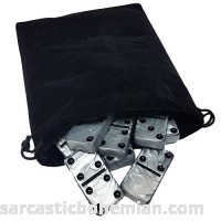 Domino Double Six 6 Silver Tiles Jumbo Tournament Professional Size in Black Elegant Velvet Bag B074VHGM42